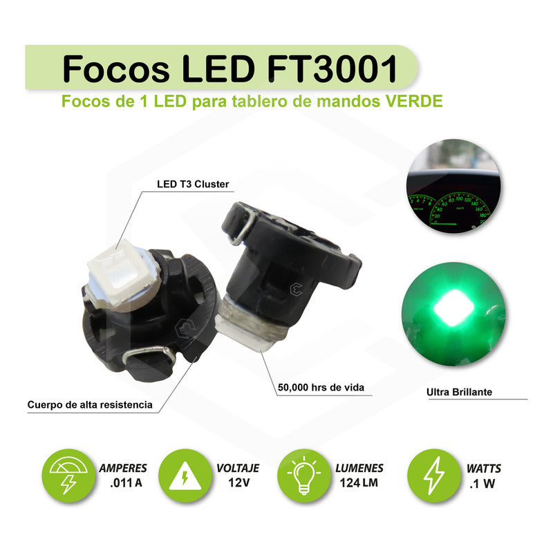 Kit 10 Focos Led T3 Clúster Para Tablero Mandos Fija 12v