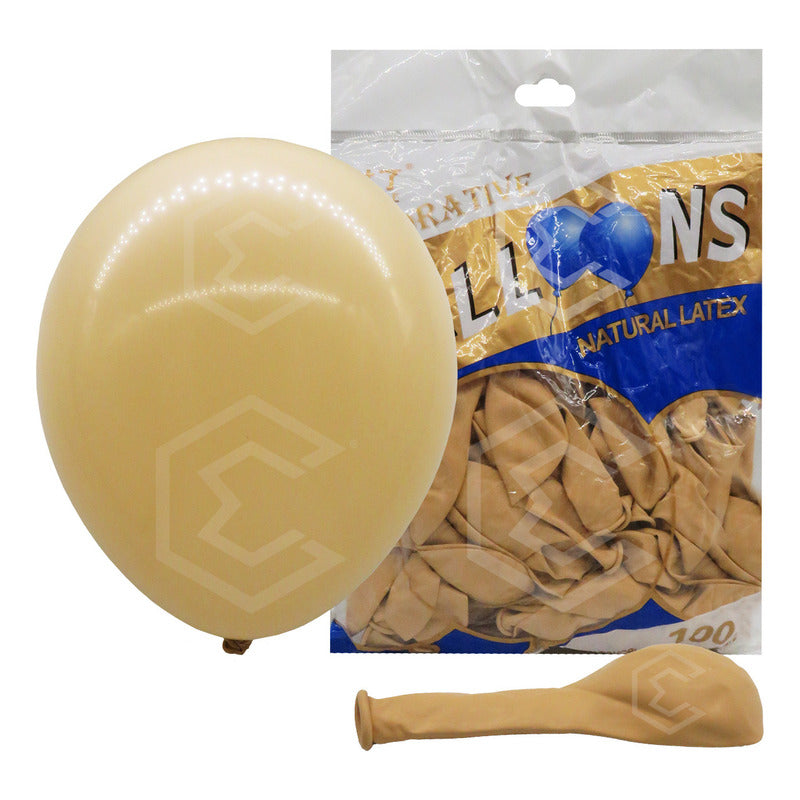Bolsa 100 Globos Cafe Claro Brilloso #10 Fiestas Bodas Latex Nude