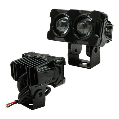 2 Faros Bicolor Moto 12 Hiperleds Lupa Fijo 24.500lm 12-24v