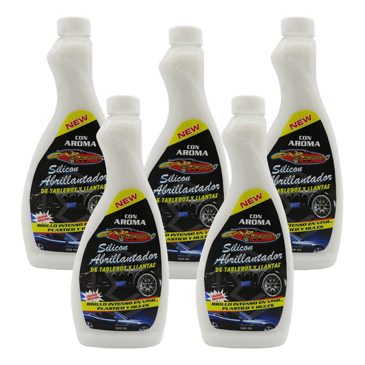 5 Silicón Abrillantador De Tableros Y Llantas Brillo Intenso Beige