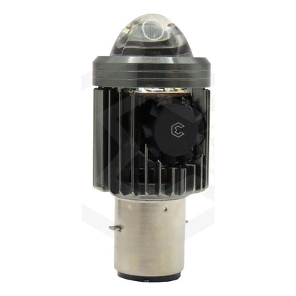 Foco Moto H4 Lupa Con Ventilador Ba20d Bicolor 6 Leds Csp