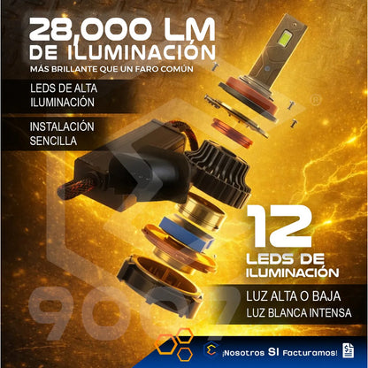2 Focos Led 9007 Canbus Ventilador Alta Baja 28,000lm 9-36v 9007