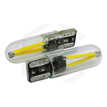 Kit 10 Foco De Pellizco Led Cob Vidrio Filamento Canbus T10