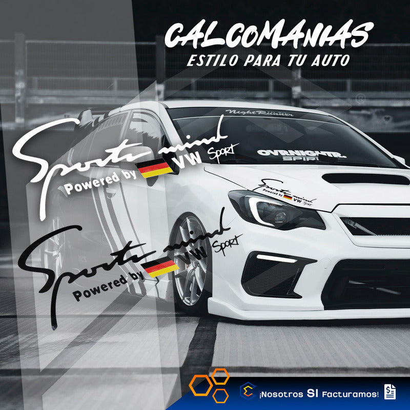 Calcomanía Sport Mind Vw Sticker Vinil Auto Moto 25cm X 10cm