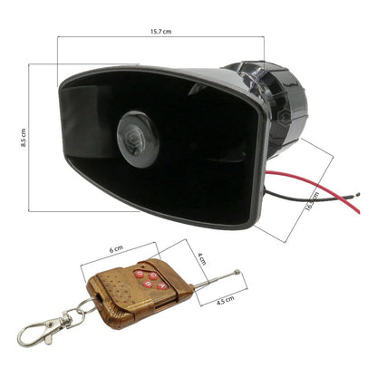 Sirena Alarma 9 Tonos Con Control Inalámbrico Tipo Patrulla