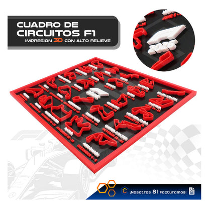 Cuadro Mapa Circuitos Pistas Formula 1 F1 Temporada 2026 Rojo Negro
