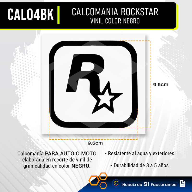 2 Calcomanía Rockstar Gta Sticker Vinil Auto Moto 9.5 X9.5cm