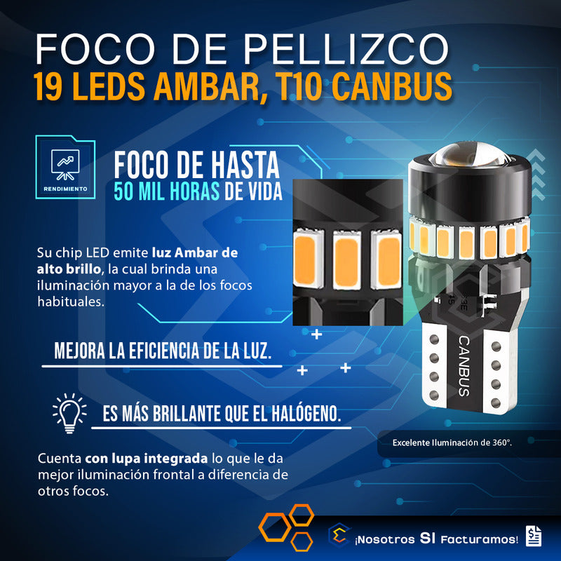 Kit 10 Focos De Pellizco 19 Leds T10 Canbus Lupa 2.4w 700lm