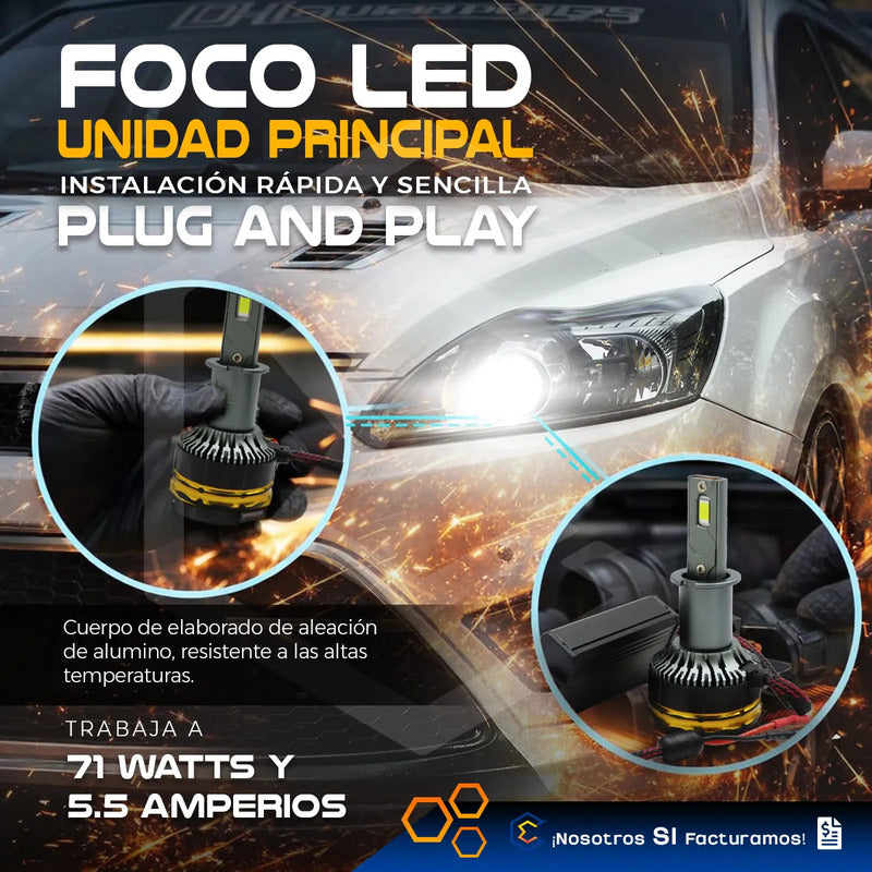 2 Focos Led H3 Canbus Ventilador Alta Baja 28000lm 71w 9-36v H3