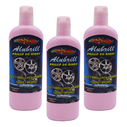 3 Abrillantador Pulidor De Rines Aluminio Cobre Bronce 250ml Rosa