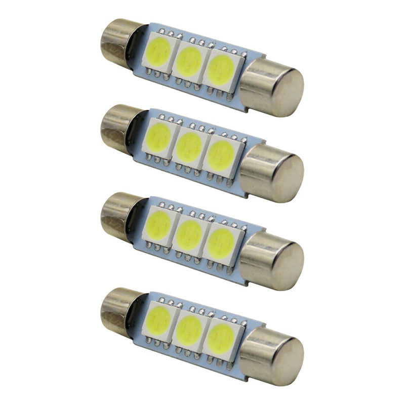 4 Focos Fusibles Festoon 28mm 31 Mm T6.3 Con 3 Led Viseras