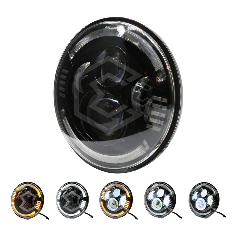 Par Faros Led 7'' Pulgadas Redondo Jeep Vocho 6 Lupas 12-24v