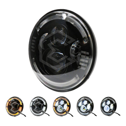 Par Faros Led 7'' Pulgadas Redondo Jeep Vocho 6 Lupas 12-24v