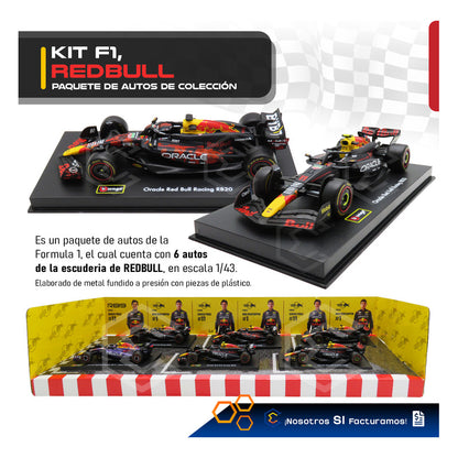 Red Bull Bburago Kit 6 Autos Formula 1 Colección Escala 1:43 Azul