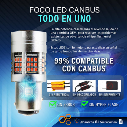 2 Focos 1157 54 Leds Canbus Fijo Ventilador 12v 29w 1000lm