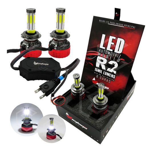 2 Focos Led H7 Ventilador Alta Baja Aro Luz 15,000lm 12-24v H7