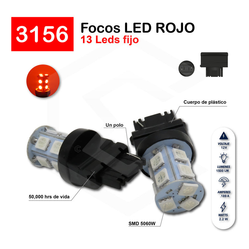 2 Focos 1157 1156 1176 3157 7440 7443 13 Leds Fijo Par Focos