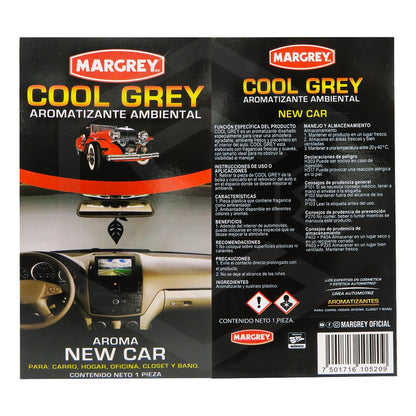 Aromatizante Auto Casa Ambiental Cool Grey Hoja Margrey 1pza