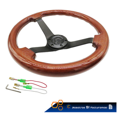 Volante D Madera Automotriz Universal Centro Negro Mate 35cm