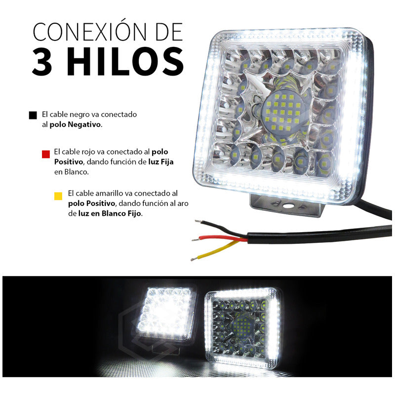 Par De Faros 77 Leds Auxiliares Luz Fija Aro De Luz 10-30v