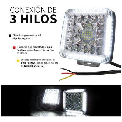 Par De Faros 77 Leds Auxiliares Luz Fija Aro De Luz 10-30v