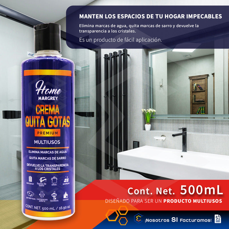2 Crema Quita Gotas Vidrios Casa Hogar Premium 500ml Margrey Beige