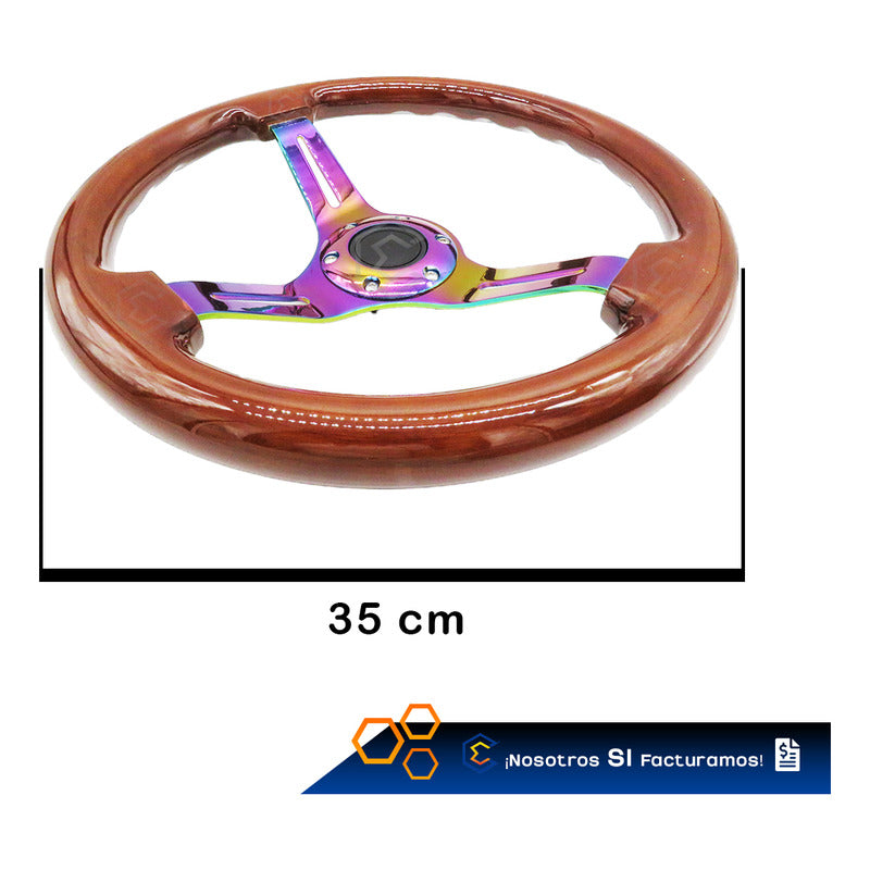 Volante De Madera Automotriz Universal Centro Tornasol 35cm
