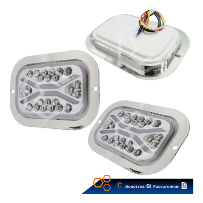 Par De Plafon 24 Leds Rectangular Aro Gel 4 Funciones 12-24v