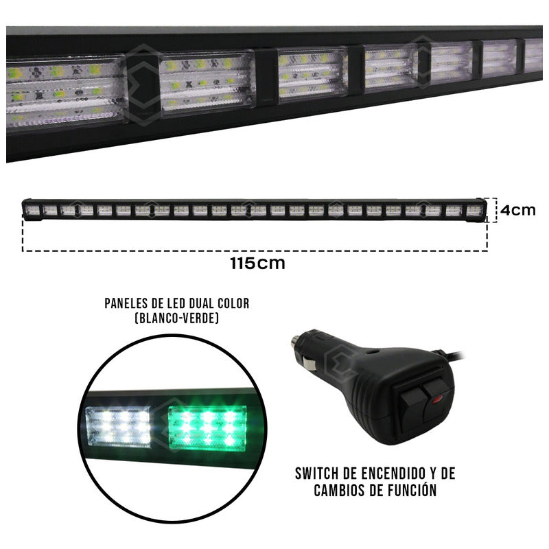 Barra 432 Led 19 Funciones 24 Módulos Bicolor Estrobo 12-24v