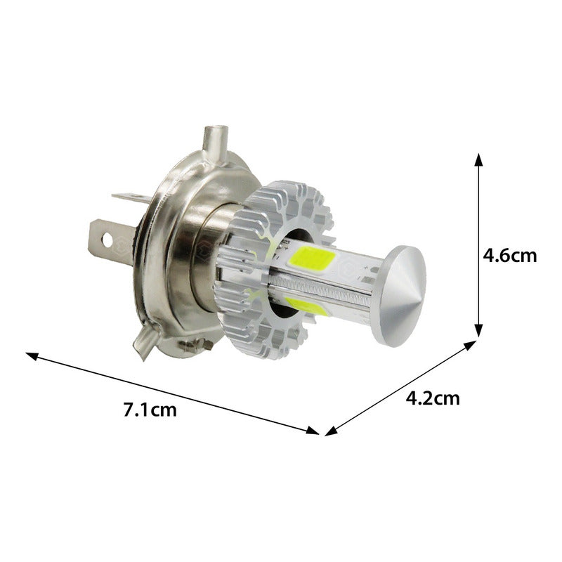 Foco De Carro/moto H4 2 Polos Ba20d Con Luz Led 4 Caras 15w