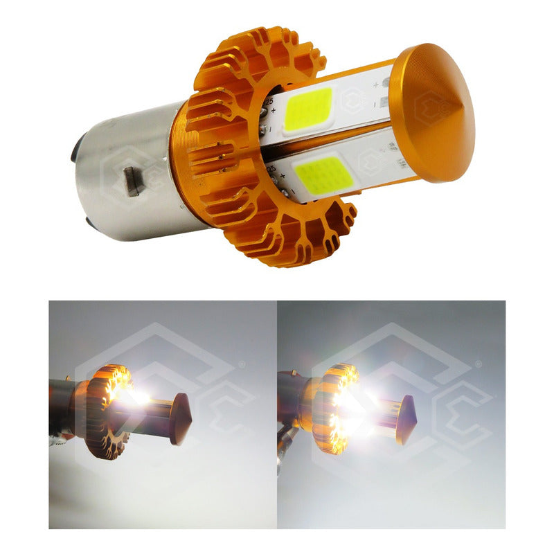 Foco De Carro/moto H4 2 Polos Ba20d Con Luz Led 4 Caras 15w