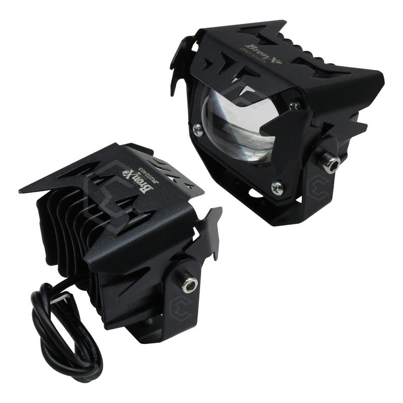2 Faros Bicolor Rectangular 3'' 6 Hiperled Lupa Fijo 12-24v