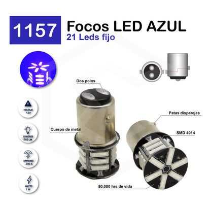 Par Focos 21 Leds 1157 2 Polos Patas Disparejas Función Fija