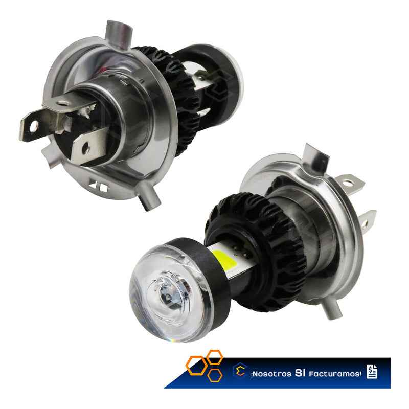 Foco Moto H4 30 Led Cob Alta Y Baja Lupa Luz Blanca 6.5w 12v