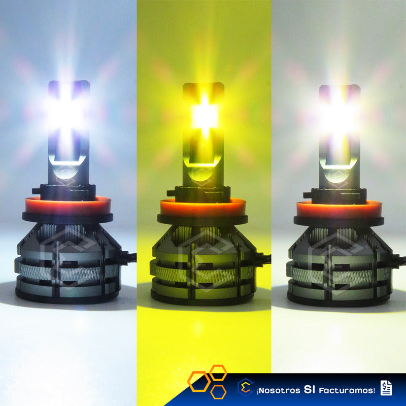2 Focos Led H11 Ventilador Alta Baja Tricolor 18000lm 12-24v H11
