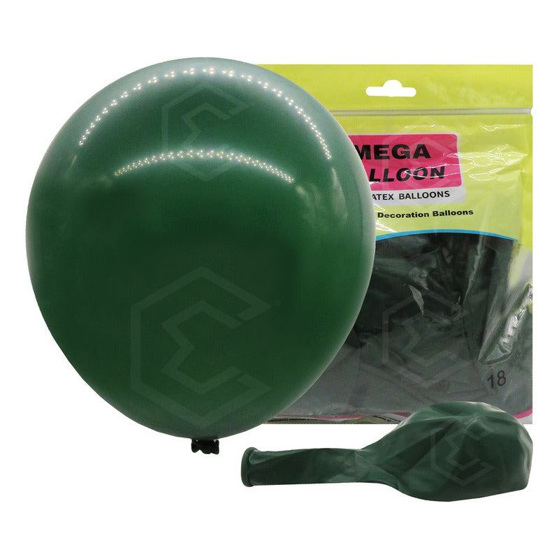 Bolsa 25 Globos Verde Oscuro Brillos #18 Fiestas Bodas Latex Verde Oscuro Brilloso
