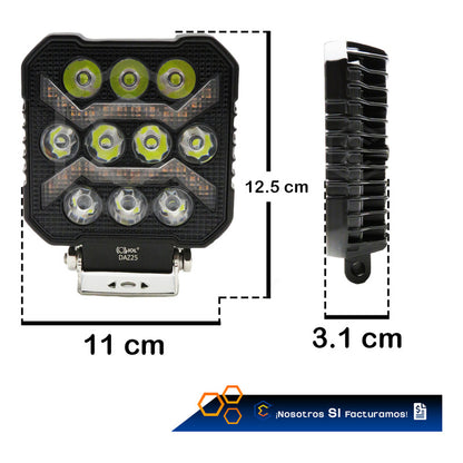 Par De Faros 34 Led Cuadrado Blanco-ambar Fijo Estrobo 9-60v Transparente