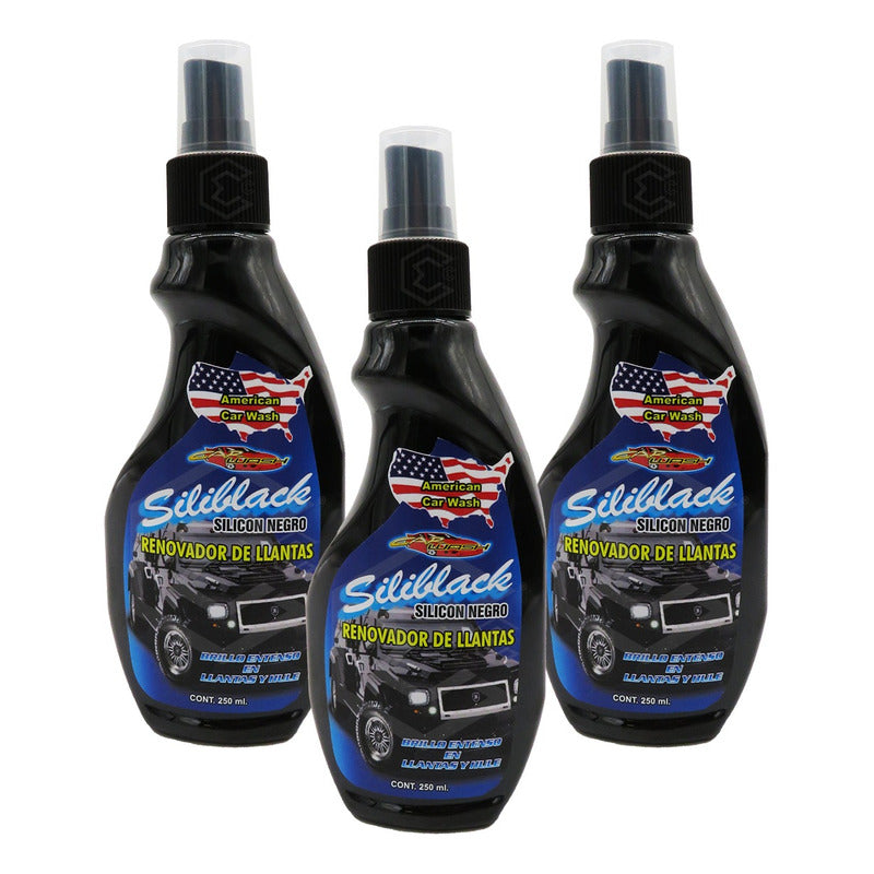 3 Renueva Y Protege Llantas Hules Plásticos Molduras 250ml Negro