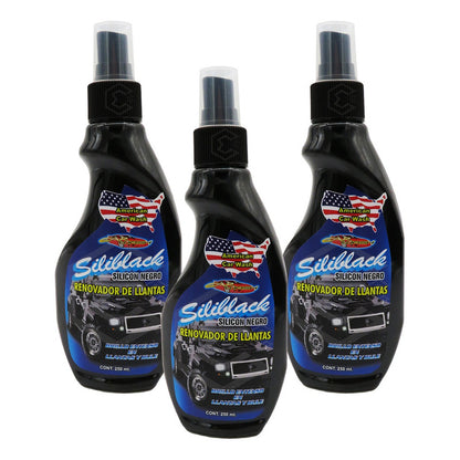 3 Renueva Y Protege Llantas Hules Plásticos Molduras 250ml Negro