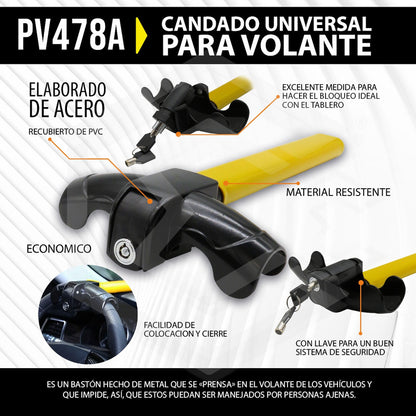 Candado Seguro Anti Robo Para Volante Tablero Tipo Hammer T