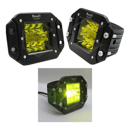 2 Faros Empotrable Fascia 14 Led Blanco O Ambar Fijo 12-24v