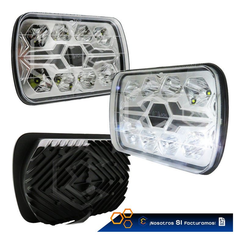 Par De Faros Unidad 5x7 32 Leds Blanco-ámbar Baja Alta 9-30v