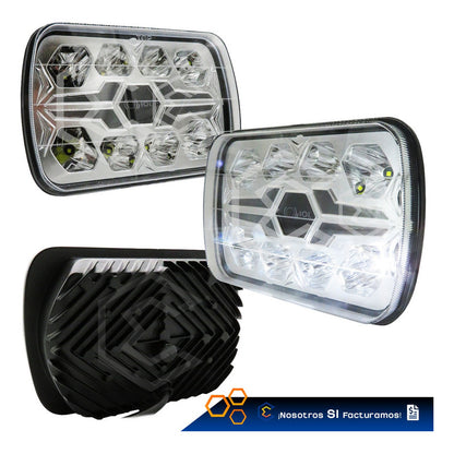Par De Faros Unidad 5x7 32 Leds Blanco-ámbar Baja Alta 9-30v