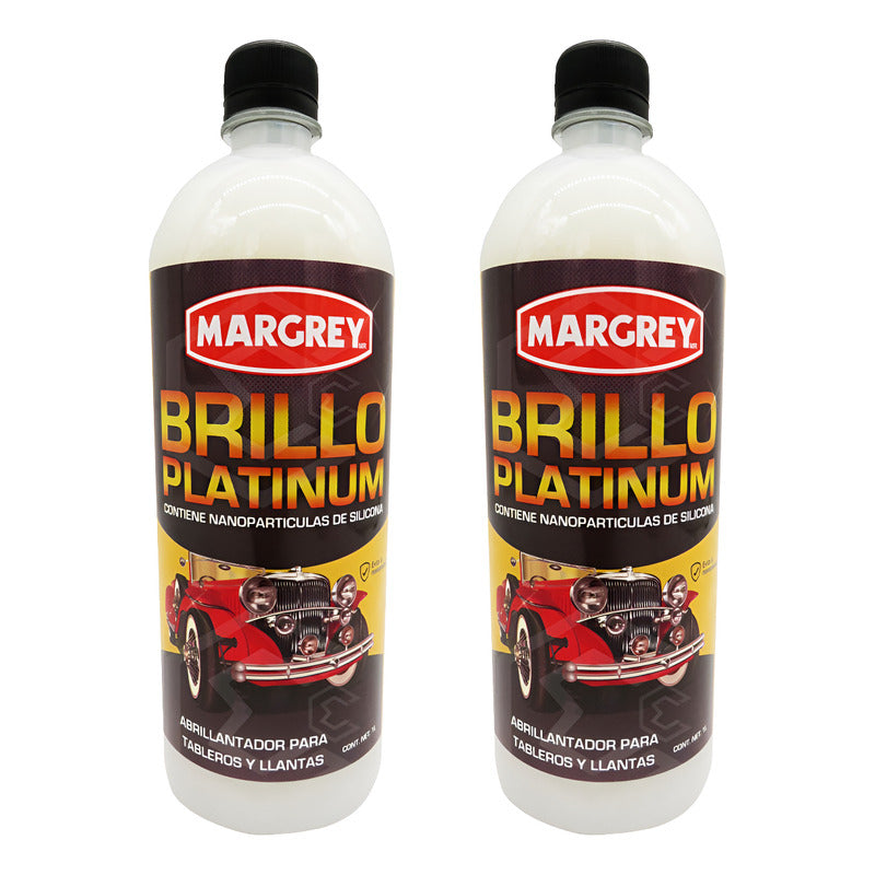 2 Brillo Platinum Tablero Y Llantas Silicona No Grasoso 1l Blanco