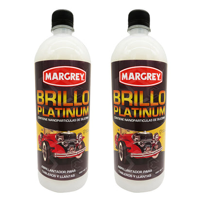 2 Brillo Platinum Tablero Y Llantas Silicona No Grasoso 1l Blanco
