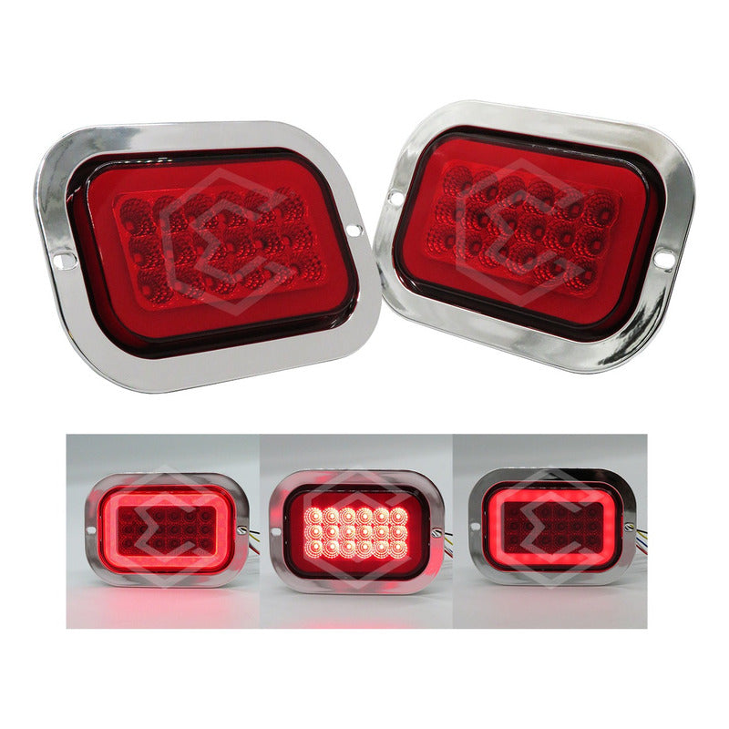 Par Plafón Calavera Rectangular 18led Bicel Cromo Gel 12-24v