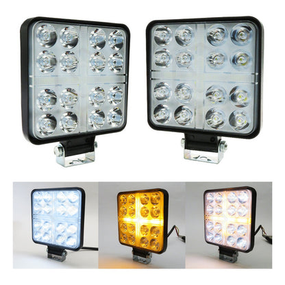 Par De Faros Cuadrados 33 Leds Aro De Luz Cruz Ip67 12-24v