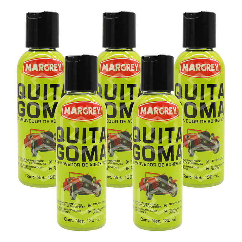 5 Removedor Adhesivo Multiuso Quita Goma Chicle 130ml Magrey
