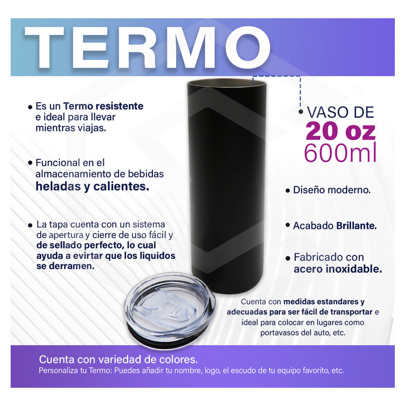 3 Termo Vaso Personalizado Nombre Logo 600ml Láser Inoxidabl