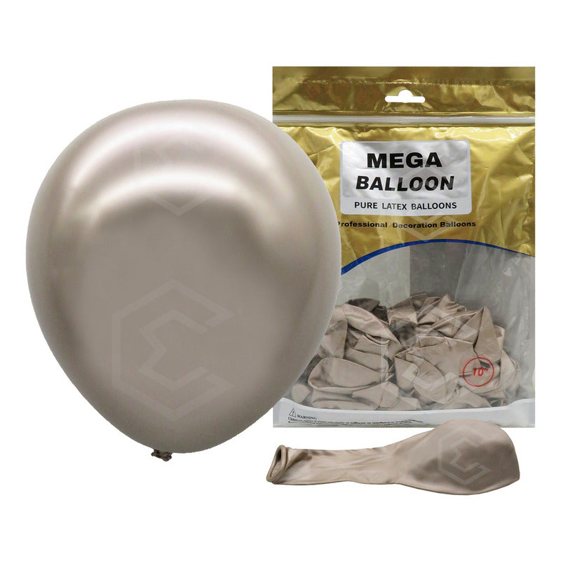 Bolsa 50 Globos Cafe Metalizado #10 Adorno Fiesta Boda Latex Café Metalizado
